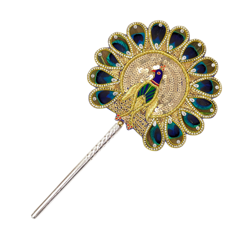 Handcrafted 14 Par Pure Silver Mor Pankh Patch Round Shriramsilverworks