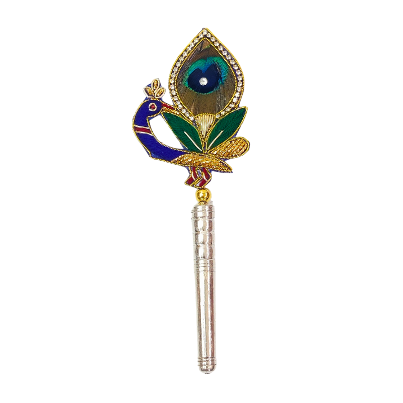 Handcrafted 1 Par Pure Silver Mor Pankh Patch Shriramsilverworks