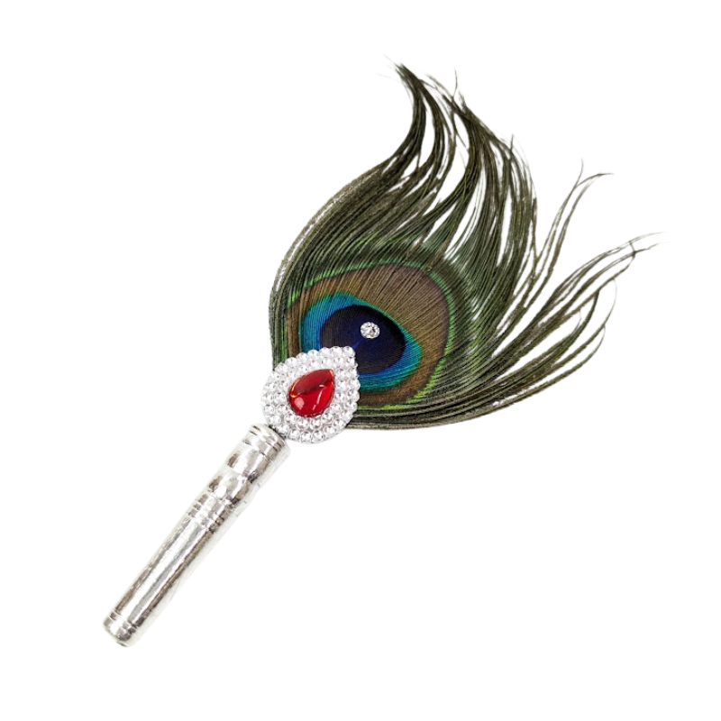 1 Par Pure Silver Mor Pankh Peacock Feather Shriramsilverworks