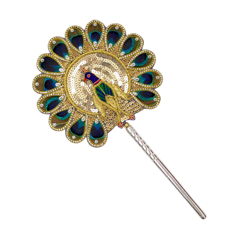 Handcrafted 14 Par Pure Silver Mor Pankh Patch Round Shriramsilverworks