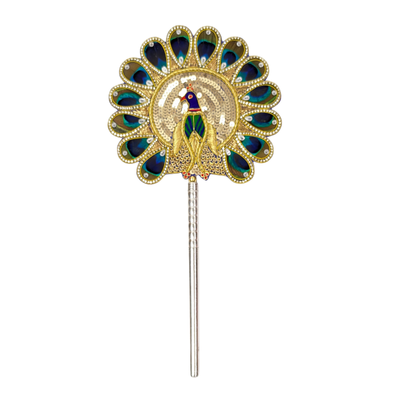 Handcrafted 14 Par Pure Silver Mor Pankh Patch Round Shriramsilverworks