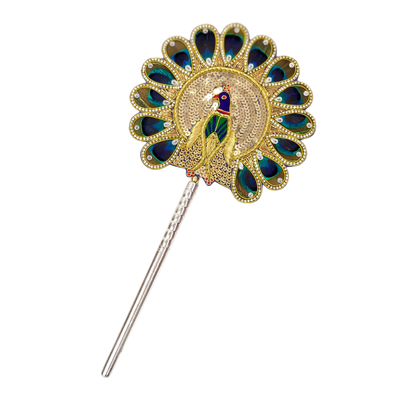 Handcrafted 14 Par Pure Silver Mor Pankh Patch Round Shriramsilverworks