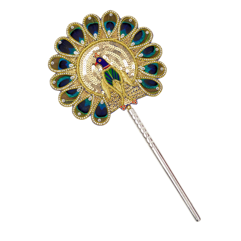 Handcrafted 14 Par Pure Silver Mor Pankh Patch Round Shriramsilverworks