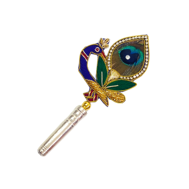 Handcrafted 1 Par Pure Silver Mor Pankh Patch Shriramsilverworks