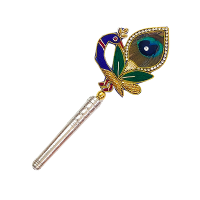 Handcrafted 1 Par Pure Silver Mor Pankh Patch Shriramsilverworks