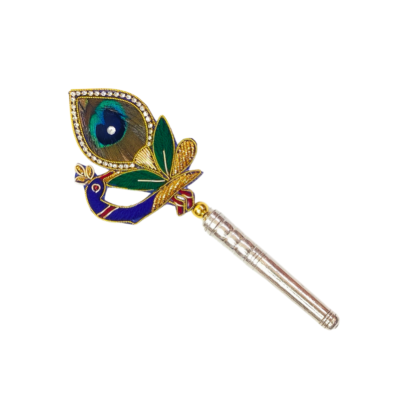 Handcrafted 1 Par Pure Silver Mor Pankh Patch Shriramsilverworks