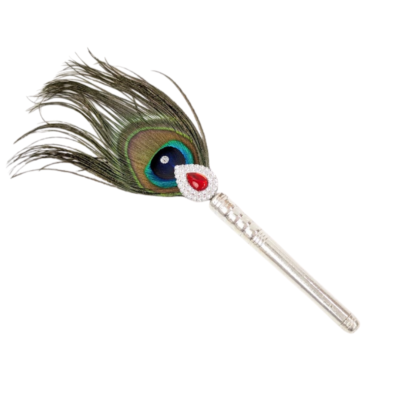 1 Par Pure Silver Mor Pankh Peacock Feather Shriramsilverworks
