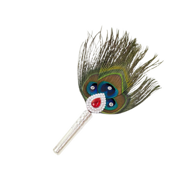 3 Par Pure Silver Mor Pankh Peacock Feather Shriramsilverworks