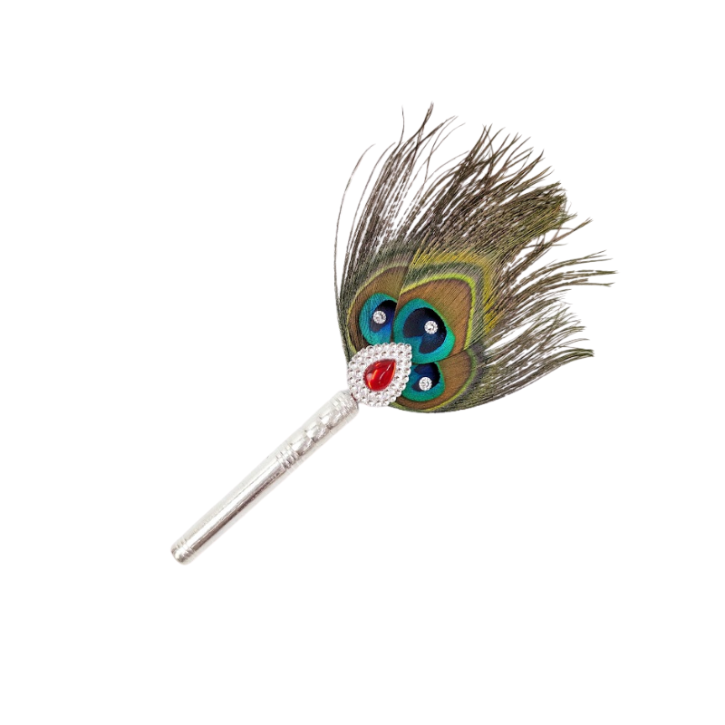 1 Par Pure Silver Mor Pankh Peacock Feather Shriramsilverworks