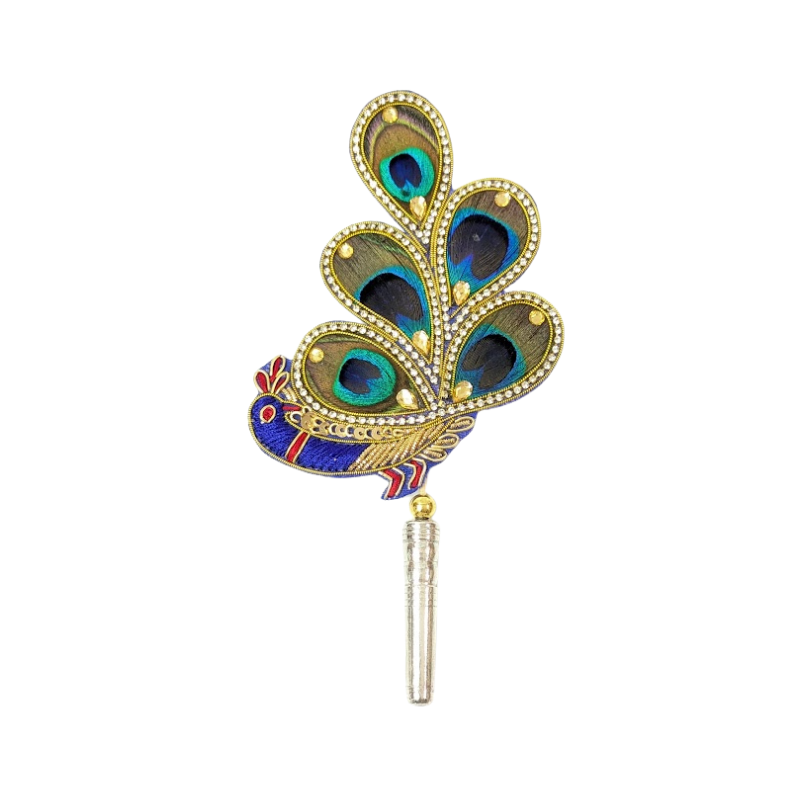 Handcrafted 5 Par Pure Silver Mor Pankh Patch Large Shriramsilverworks