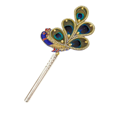 Handcrafted 5 Par Pure Silver Mor Pankh Patch Large Shriramsilverworks