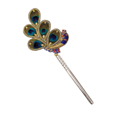 Handcrafted 5 Par Pure Silver Mor Pankh Patch Large Shriramsilverworks