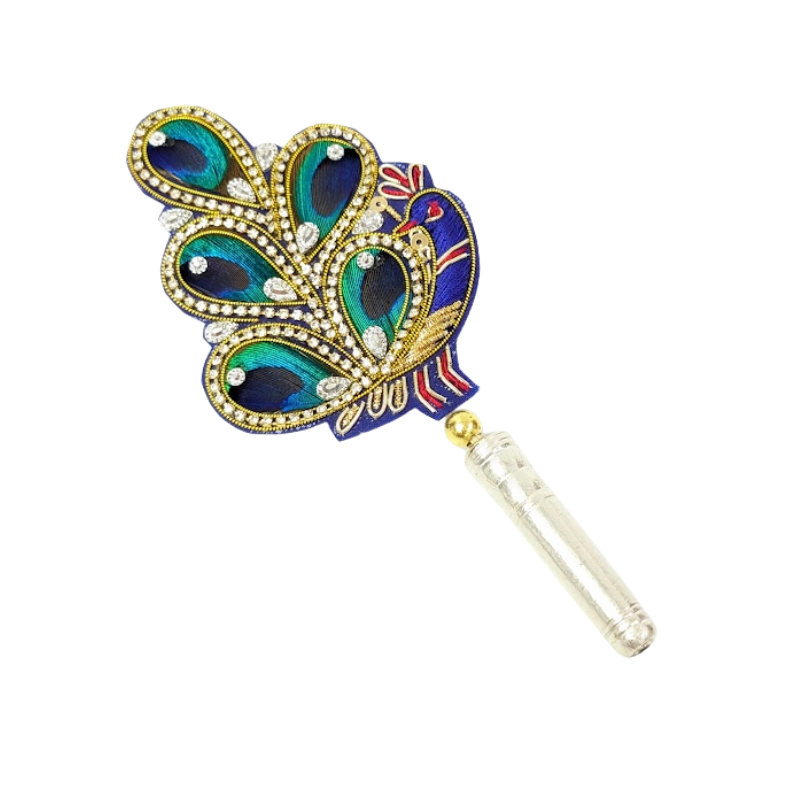 Handcrafted 5 Par Pure Silver Mor Pankh Patch Medium Shriramsilverworks