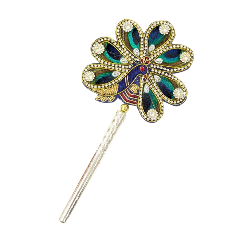 Handcrafted 7 Par Pure Silver Mor Pankh Patch Round Shriramsilverworks