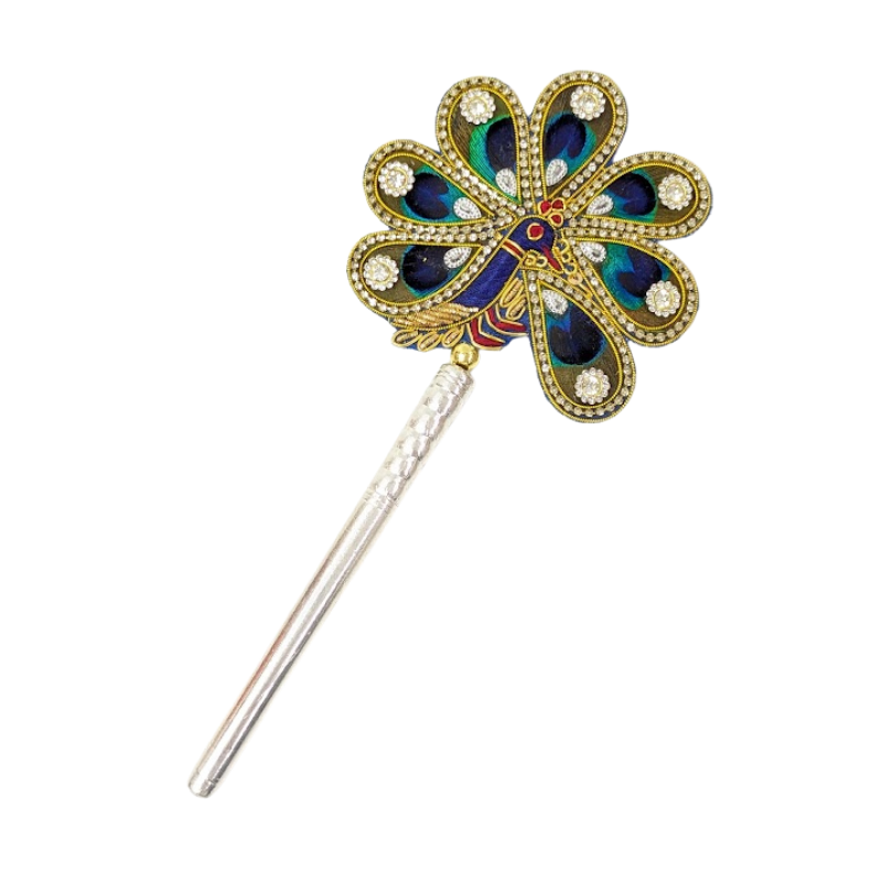 Handcrafted 7 Par Pure Silver Mor Pankh Patch Round Shriramsilverworks