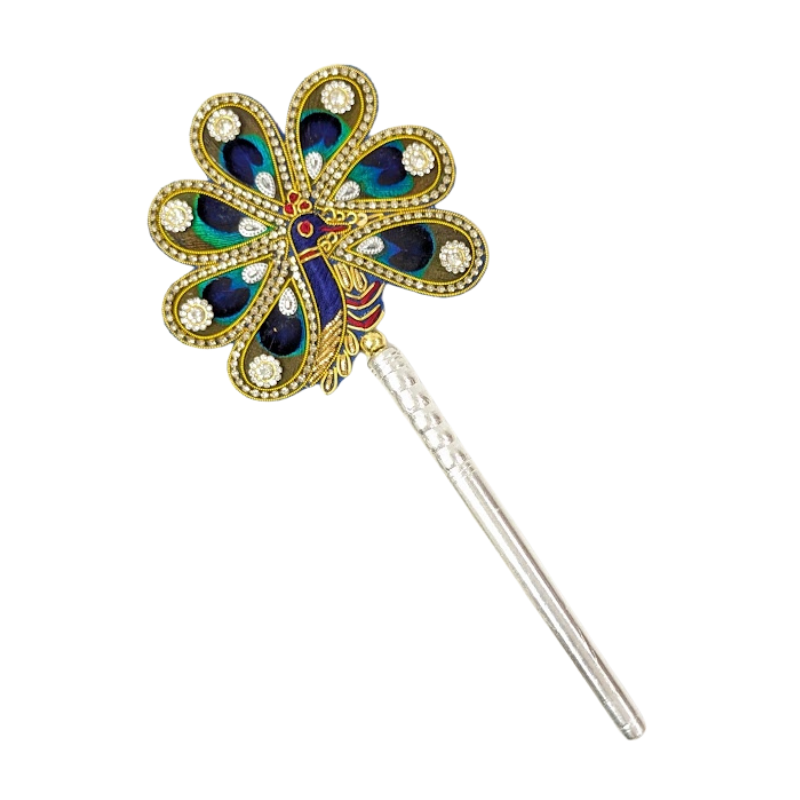 Handcrafted 7 Par Pure Silver Mor Pankh Patch Round Shriramsilverworks