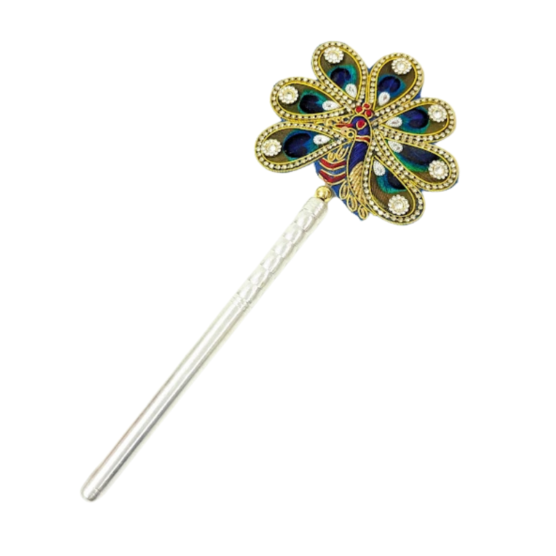 Handcrafted 7 Par Pure Silver Mor Pankh Patch Round Shriramsilverworks