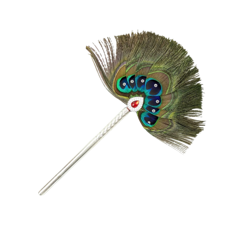 7 Par Pure Silver Mor Pankh Peacock Feather Shriramsilverworks