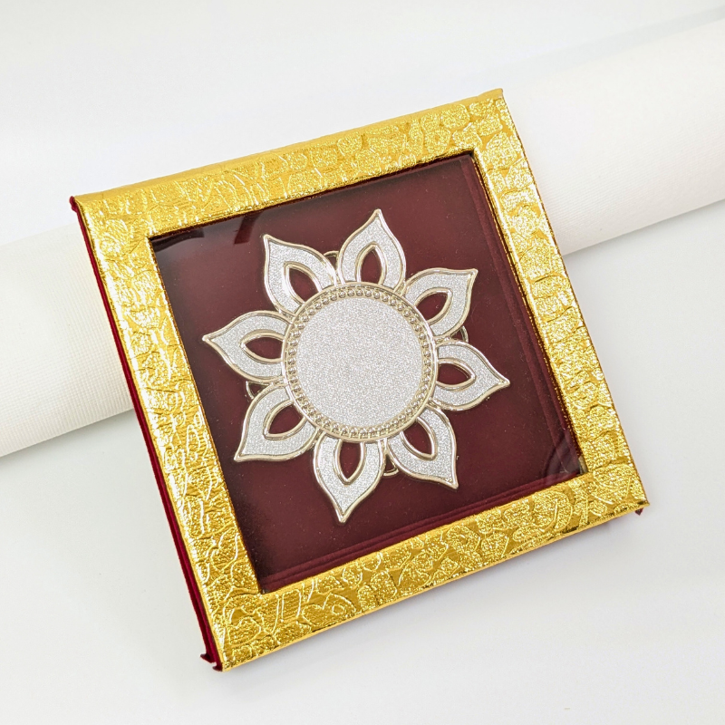 Golden Maroon 25gm Single Coin Gift Box Shriramsilverworks