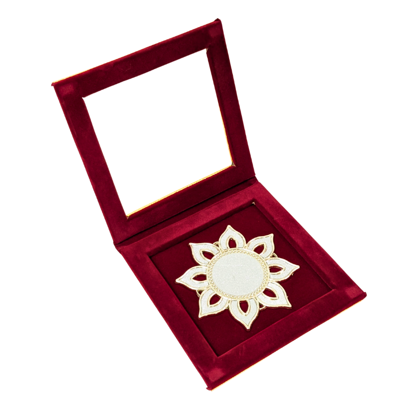 Golden Maroon 25gm Single Coin Gift Box Shriramsilverworks