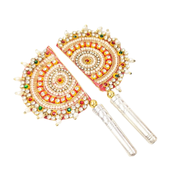 Handcrafted Pure Silver Pankhi For Laddu Gopal with Pearl Work Shriramsilverworks