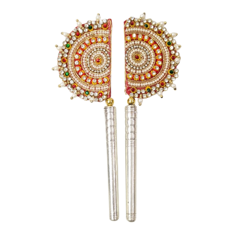 Handcrafted Pure Silver Pankhi For Laddu Gopal with Pearl Work Shriramsilverworks