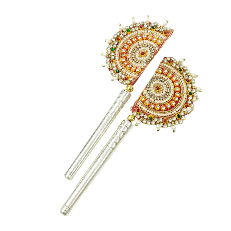 Handcrafted Pure Silver Pankhi For Laddu Gopal with Pearl Work Shriramsilverworks