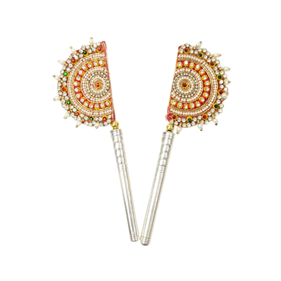 Handcrafted Pure Silver Pankhi For Laddu Gopal with Pearl Work Shriramsilverworks