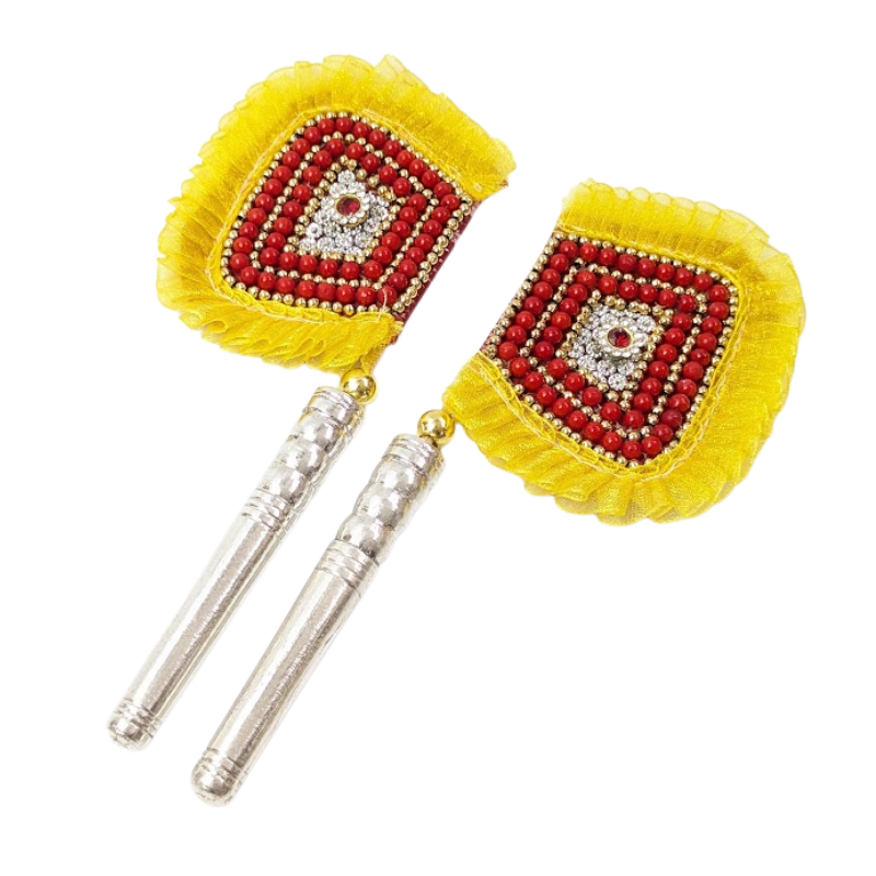 Handcrafted Pure Silver Pankhi For Laddu Gopal with Pearl Work Shriramsilverworks