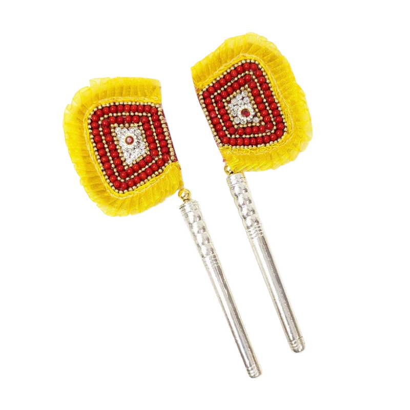 Handcrafted Pure Silver Pankhi For Laddu Gopal with Pearl Work Shriramsilverworks