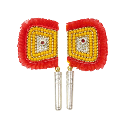 Handcrafted Pure Silver Pankhi For Laddu Gopal with Pearl Work Shriramsilverworks