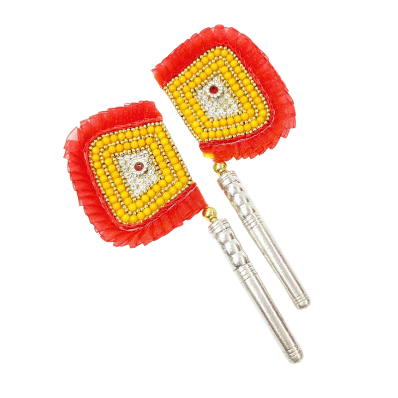 Handcrafted Pure Silver Pankhi For Laddu Gopal with Pearl Work Shriramsilverworks