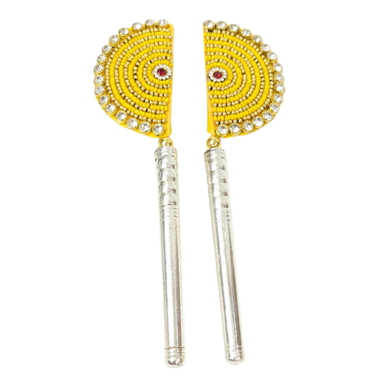 Handcrafted Pure Silver Pankhi For Laddu Gopal with Pearl Work Shriramsilverworks