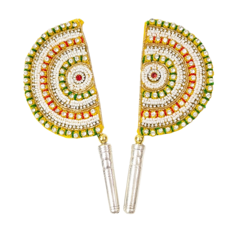 Handcrafted Pure Silver Pankhi For Laddu Gopal with Pearl Work Shriramsilverworks