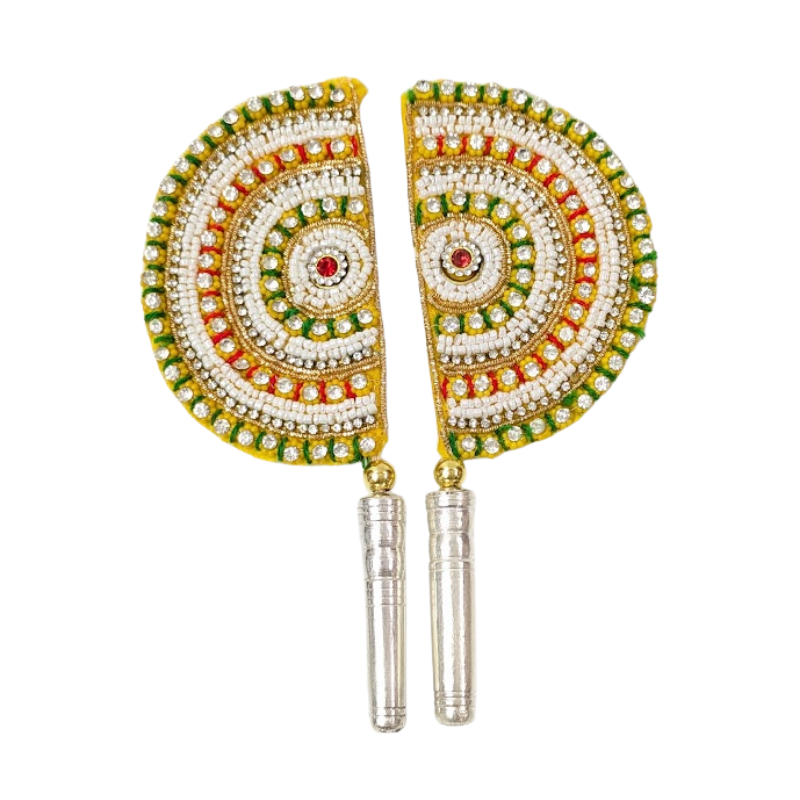 Handcrafted Pure Silver Pankhi For Laddu Gopal with Pearl Work Shriramsilverworks