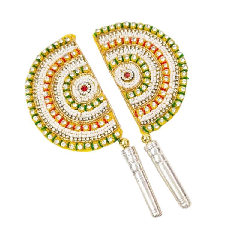 Handcrafted Pure Silver Pankhi For Laddu Gopal with Pearl Work Shriramsilverworks