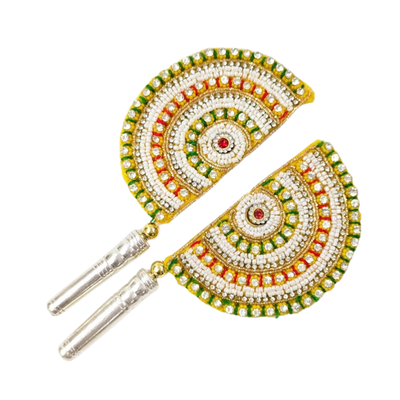 Handcrafted Pure Silver Pankhi For Laddu Gopal with Pearl Work Shriramsilverworks