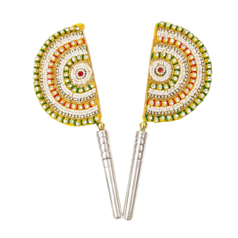 Handcrafted Pure Silver Pankhi For Laddu Gopal with Pearl Work Shriramsilverworks