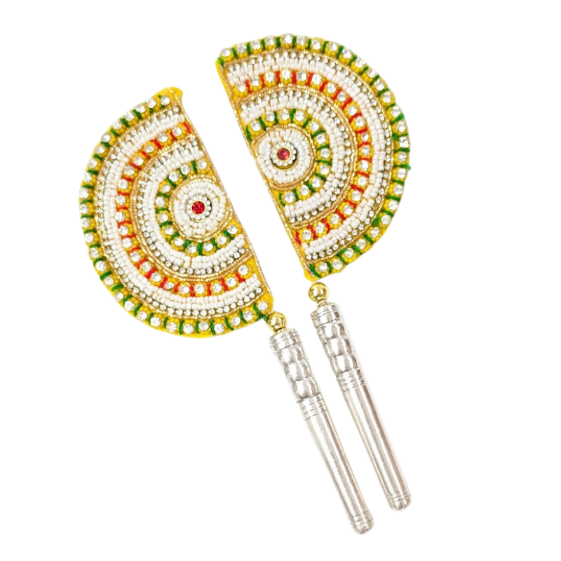 Handcrafted Pure Silver Pankhi For Laddu Gopal with Pearl Work Shriramsilverworks