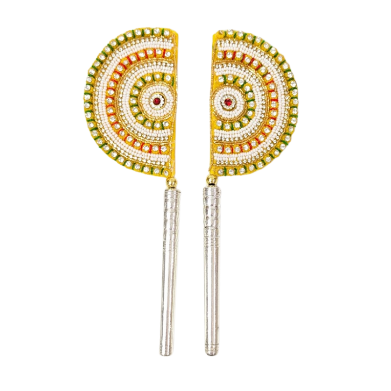 Handcrafted Pure Silver Pankhi For Laddu Gopal with Pearl Work Shriramsilverworks