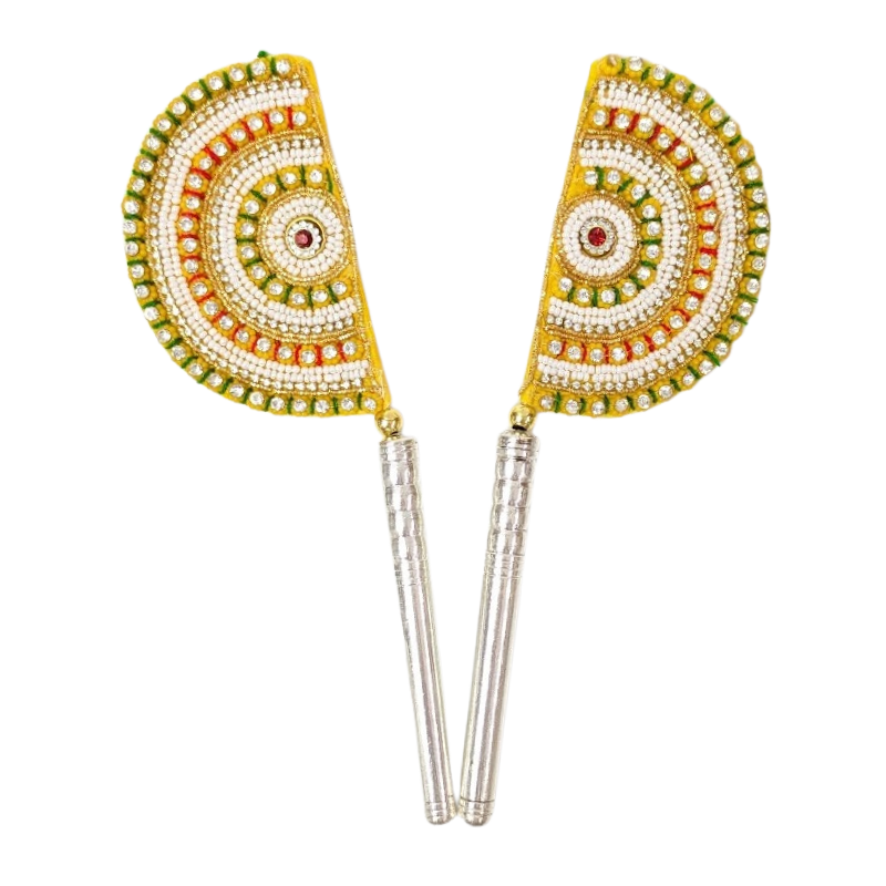 Handcrafted Pure Silver Pankhi For Laddu Gopal with Pearl Work Shriramsilverworks