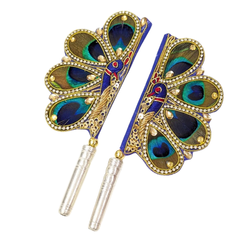 Handcrafted Pure Silver Mor Pankhi For Laddu Gopal Shriramsilverworks