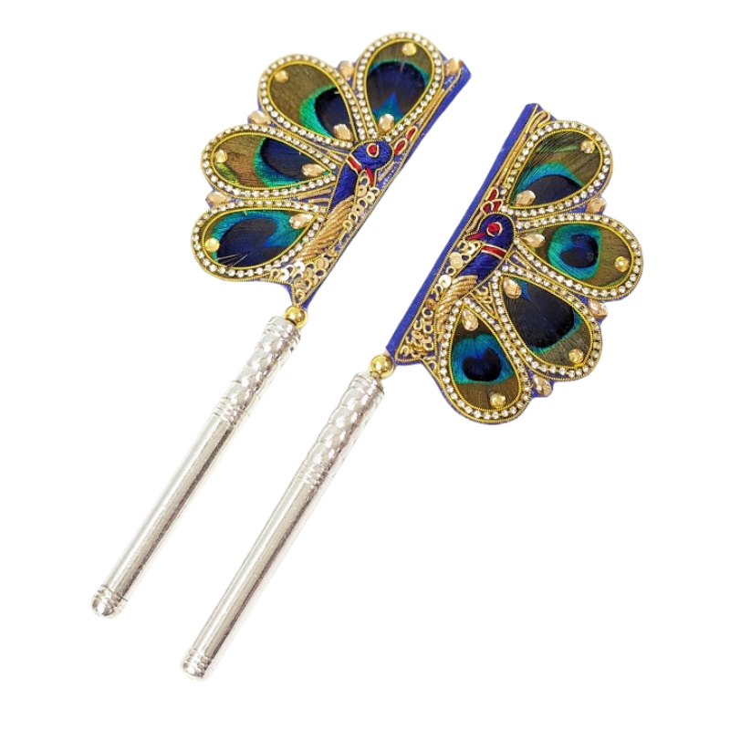 Handcrafted Pure Silver Mor Pankhi For Laddu Gopal Shriramsilverworks