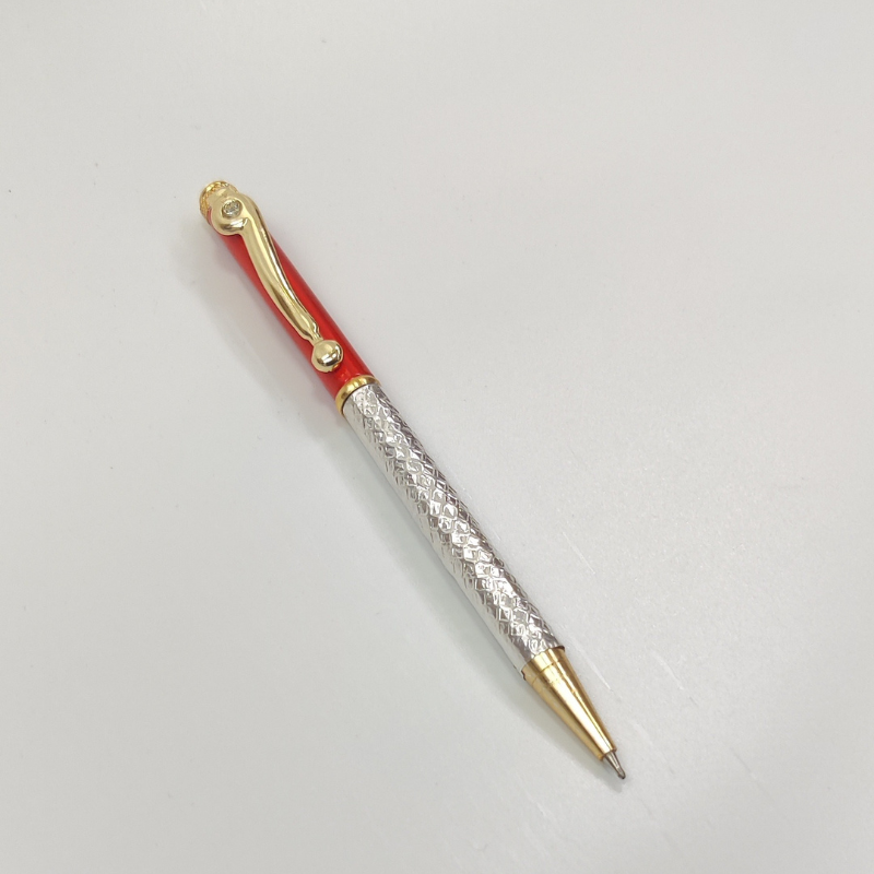 999 Pure Silver Ballpoint Pen Majestic Red Shriramsilverworks