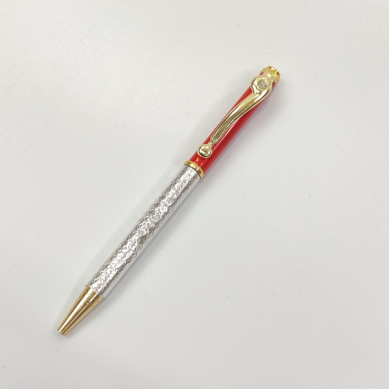 999 Pure Silver Ballpoint Pen Majestic Red Shriramsilverworks
