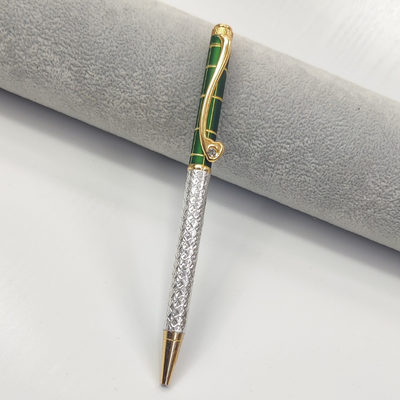 999 Pure Silver Ballpoint Pen Regal Green Shriramsilverworks