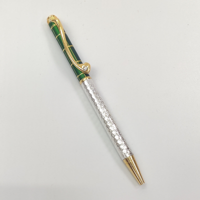 999 Pure Silver Ballpoint Pen Regal Green Shriramsilverworks