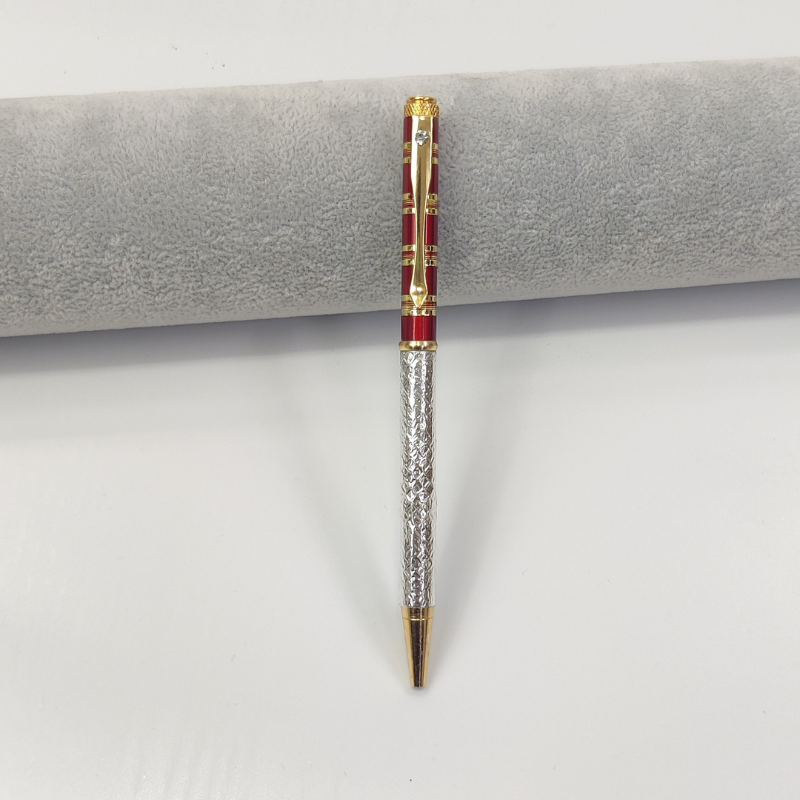 999 Pure Silver Ballpoint Pen Royal Red Shriramsilverworks