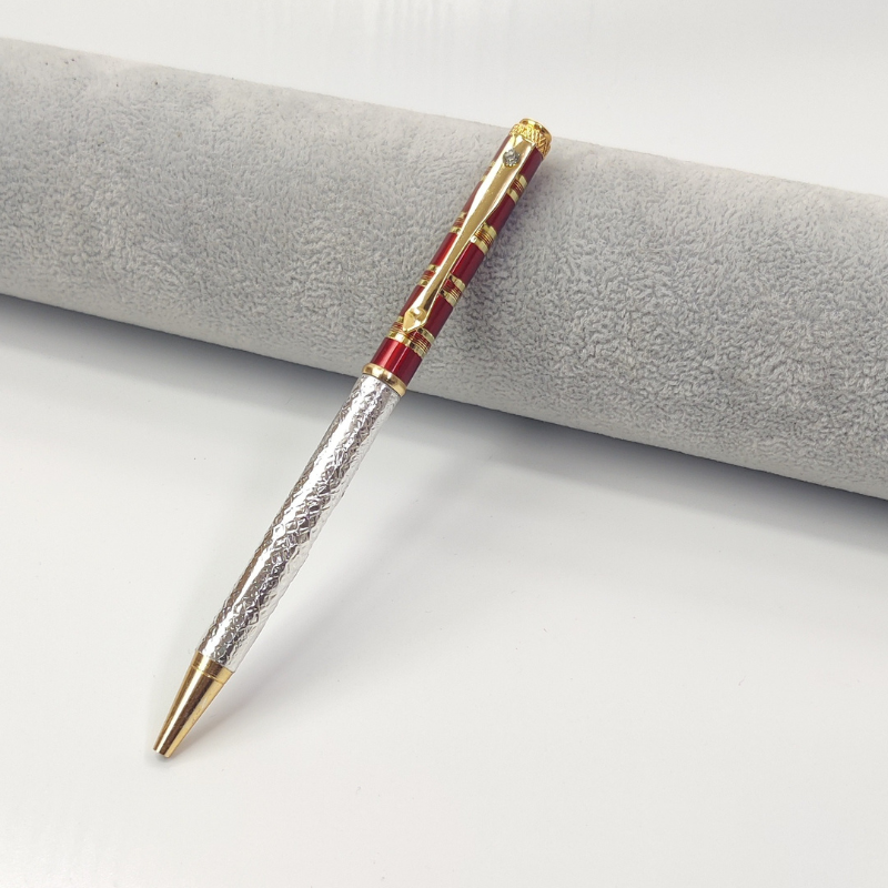 999 Pure Silver Ballpoint Pen Royal Red Shriramsilverworks