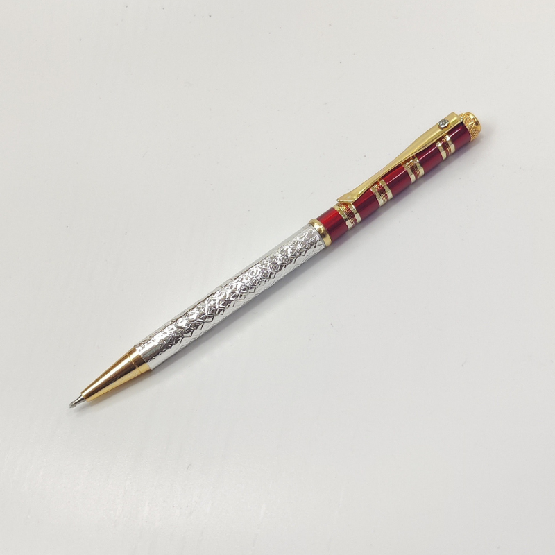 999 Pure Silver Ballpoint Pen Royal Red Shriramsilverworks